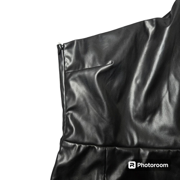 Lulus Highly Favored Black Vegan Leather One-Shoulder Mini Dress - Picture 6 of 10